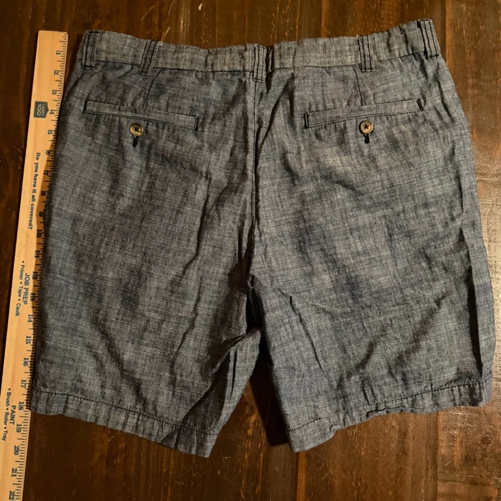 Club Room Blue Chambray Linen Blend Shorts Size 34